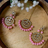 Suhasi Pink Maangtikka Earring Set