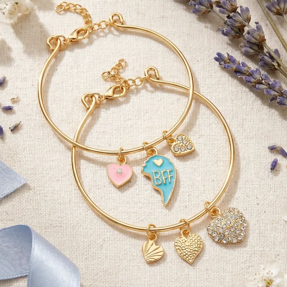 Gold tone Charm Bracelet Set for Girls