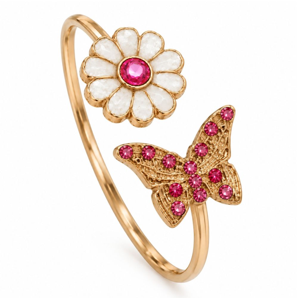 Liora-  Flower Butterfly Cuff Bracelet