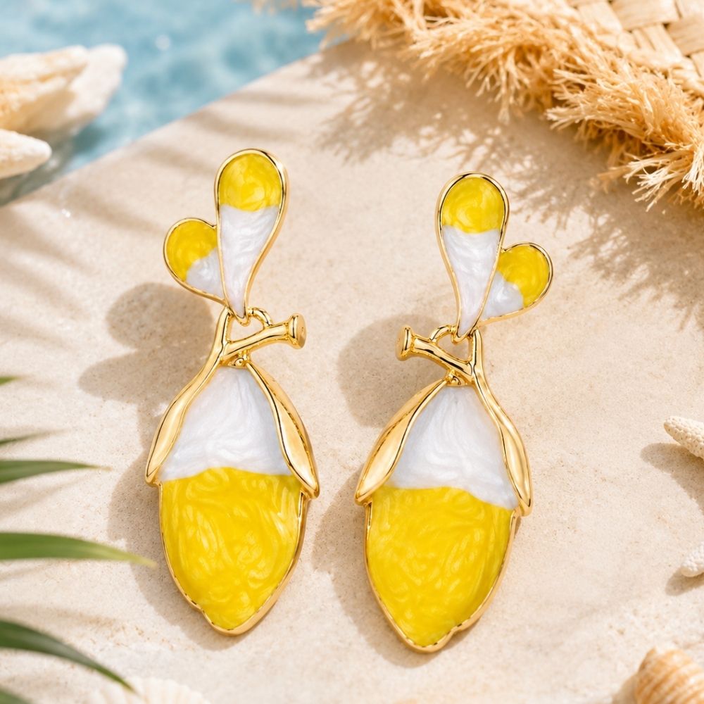 Eden- Sunny Bloom Enamel Drop Earrings