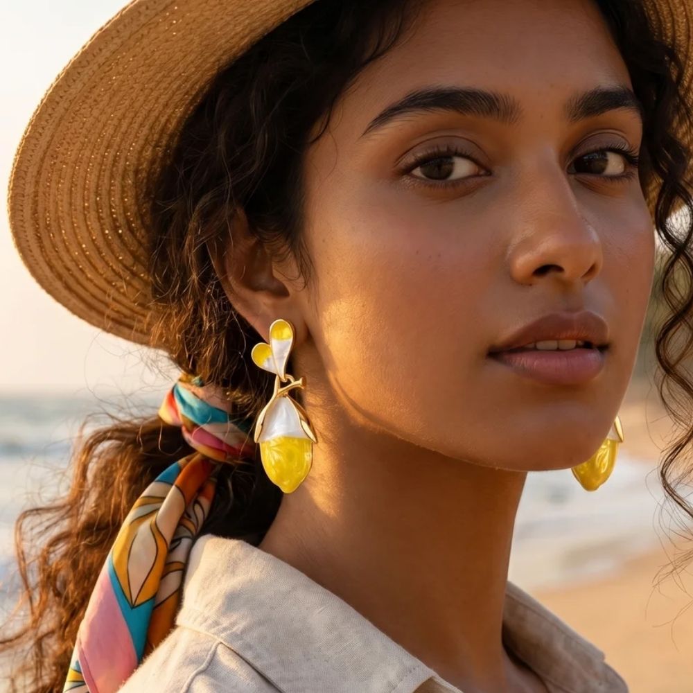 Eden- Sunny Bloom Enamel Drop Earrings