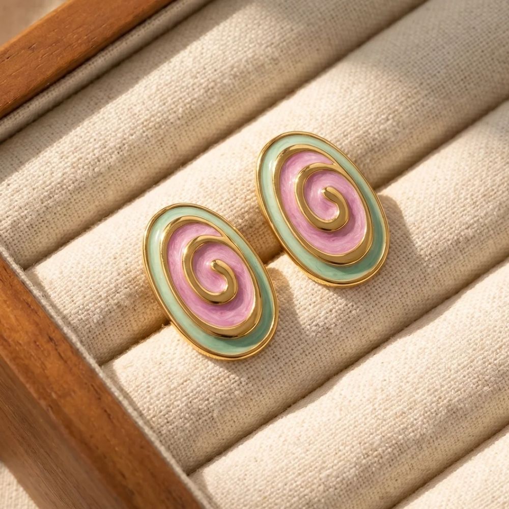 Gracie- Candy Swirl Enamel Stud Earrings