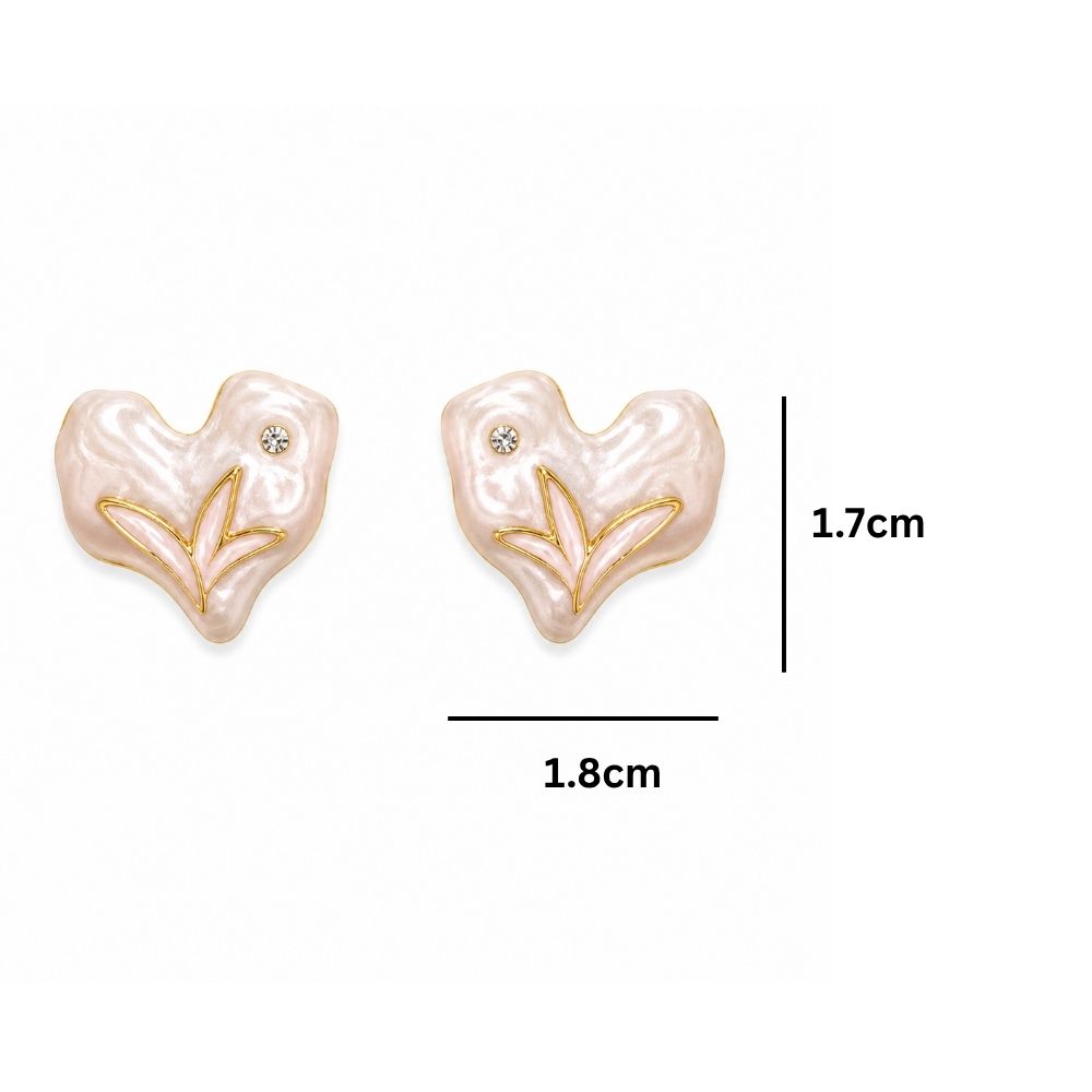 Rosie- Blush Heart Pearl Stud Earrings