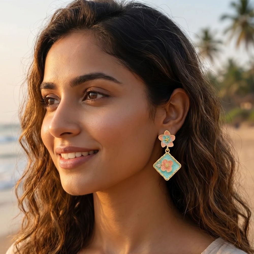 Chloe- Pastel Bloom Enamel Drop Earrings