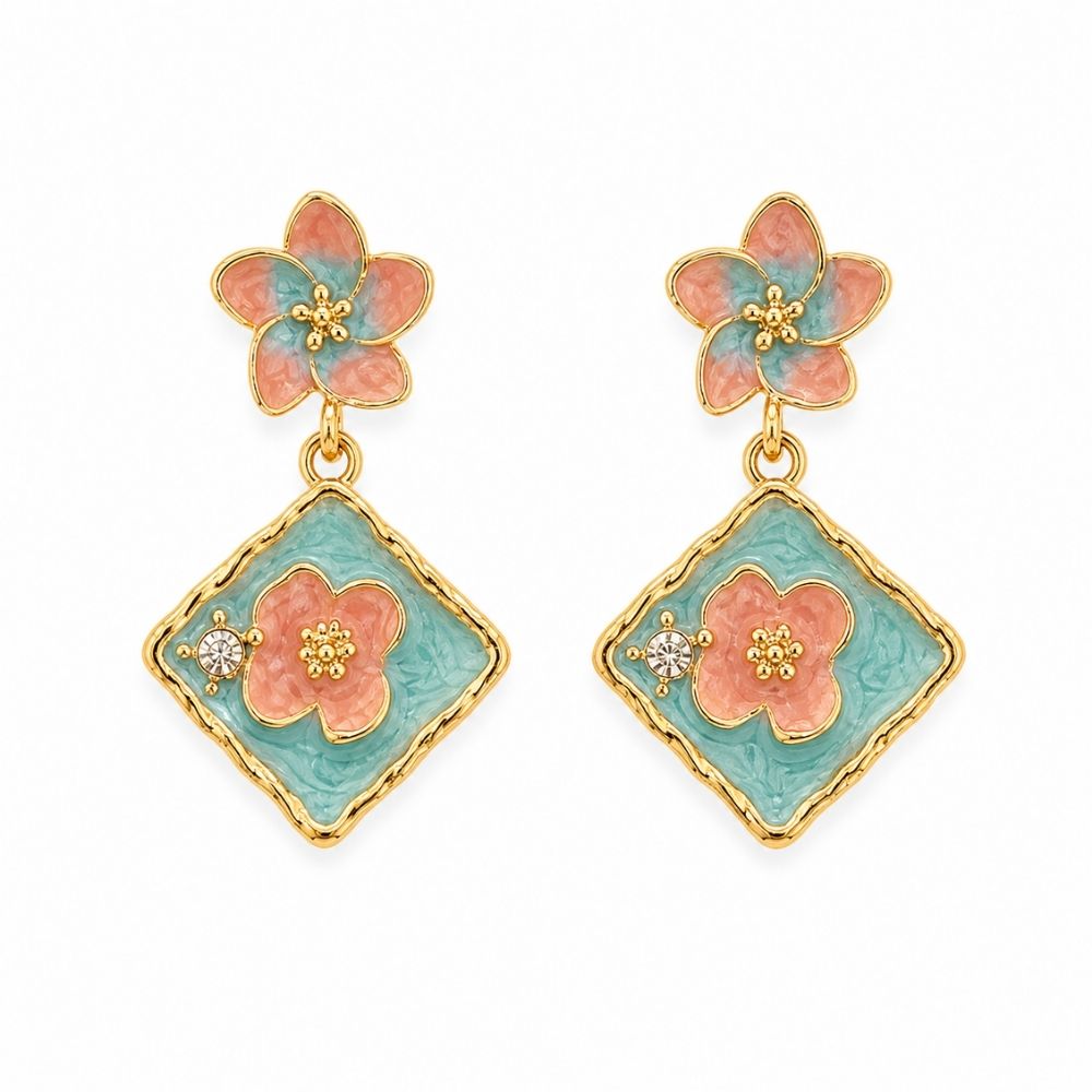 Chloe- Pastel Bloom Enamel Drop Earrings