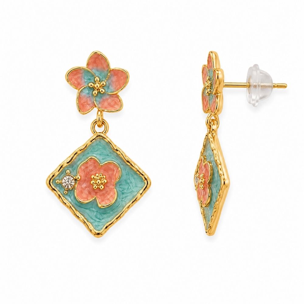 Chloe- Pastel Bloom Enamel Drop Earrings