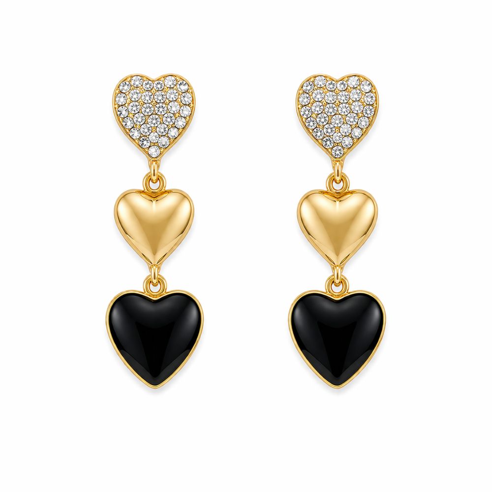 Phoebe- Midnight Heart Crystal Drop Earrings