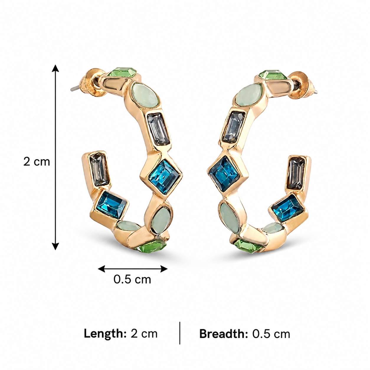 Arin- Ocean Gem Geometric Hoop Earrings
