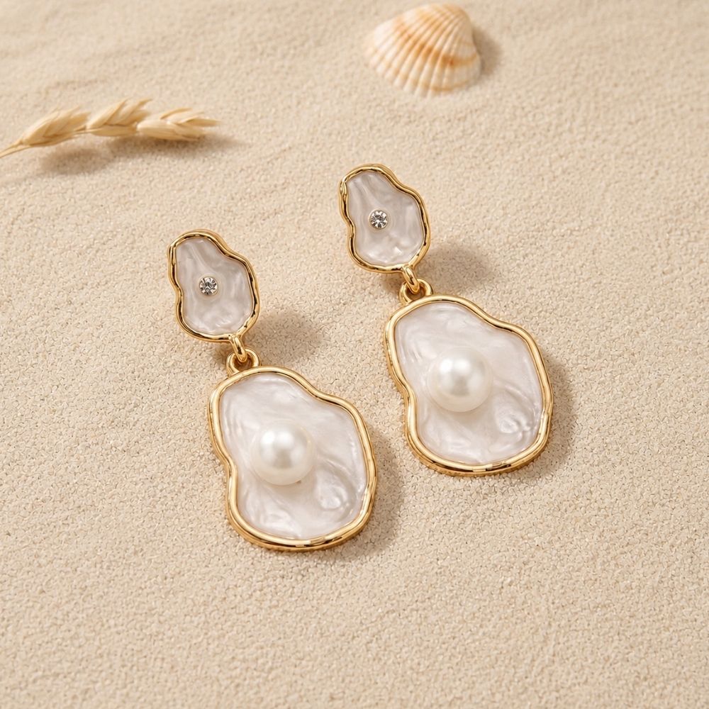 Molly- Pearl Tide Statement Drop Earrings
