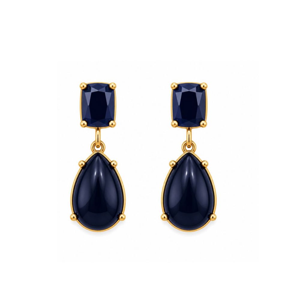 Eleanor- Midnight Sapphire Teardrop Drop Earrings