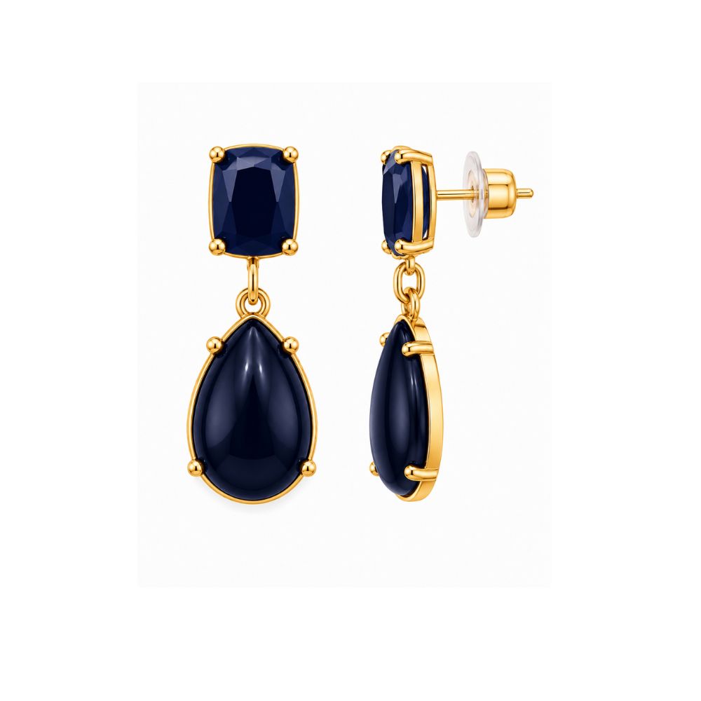 Eleanor- Midnight Sapphire Teardrop Drop Earrings