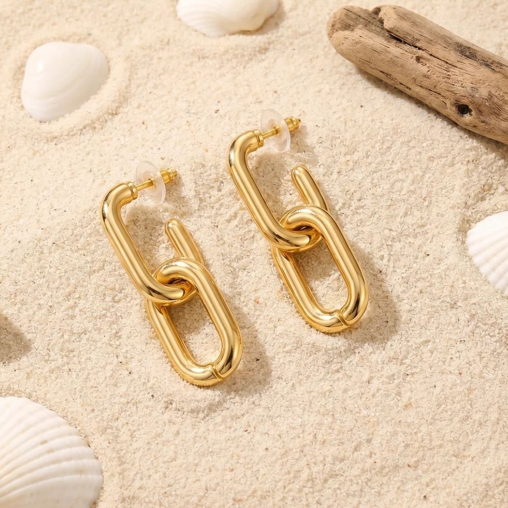 Holly- Modern Link Chain Drop Earrings