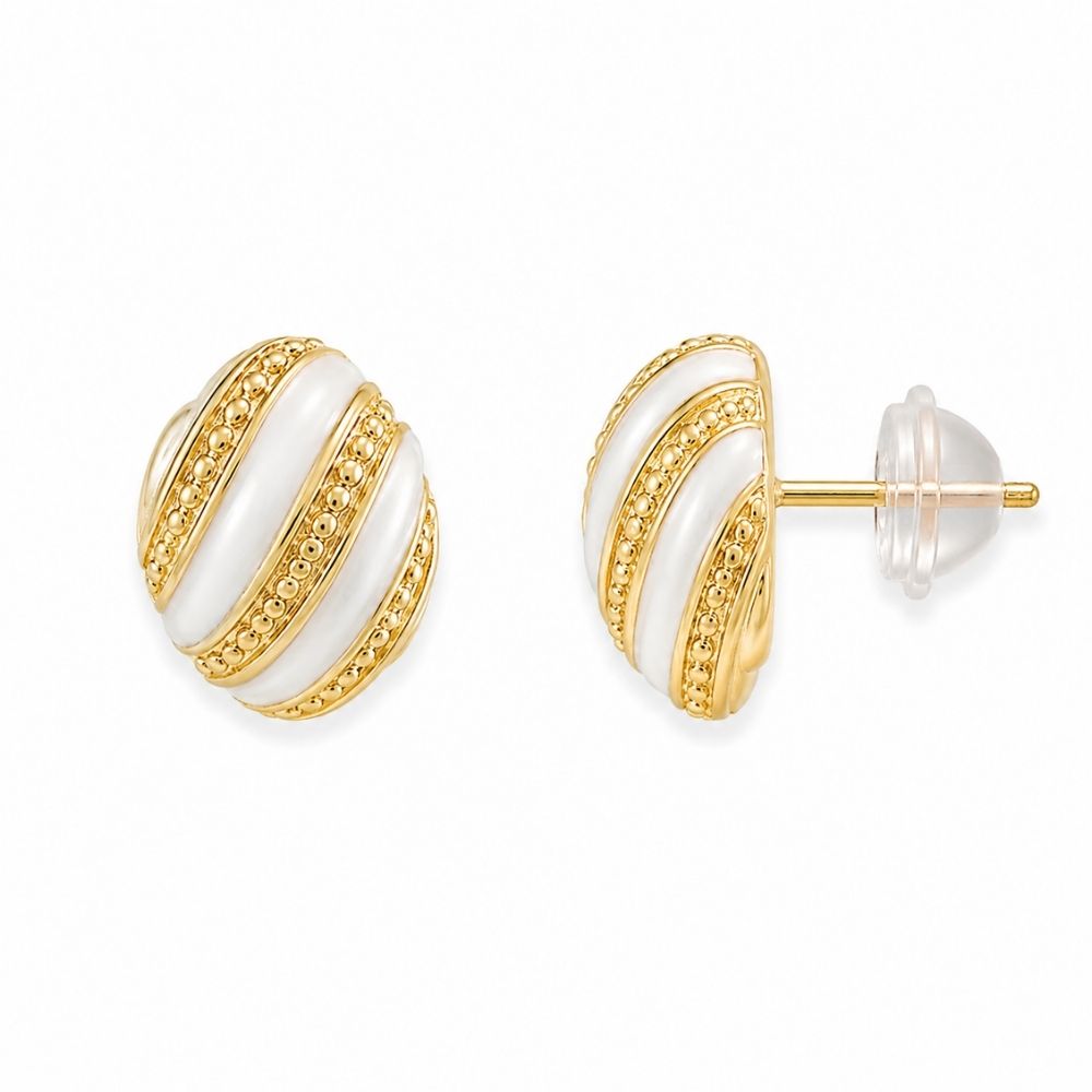 Bella- Ivory Luxe Enamel Stud Earrings