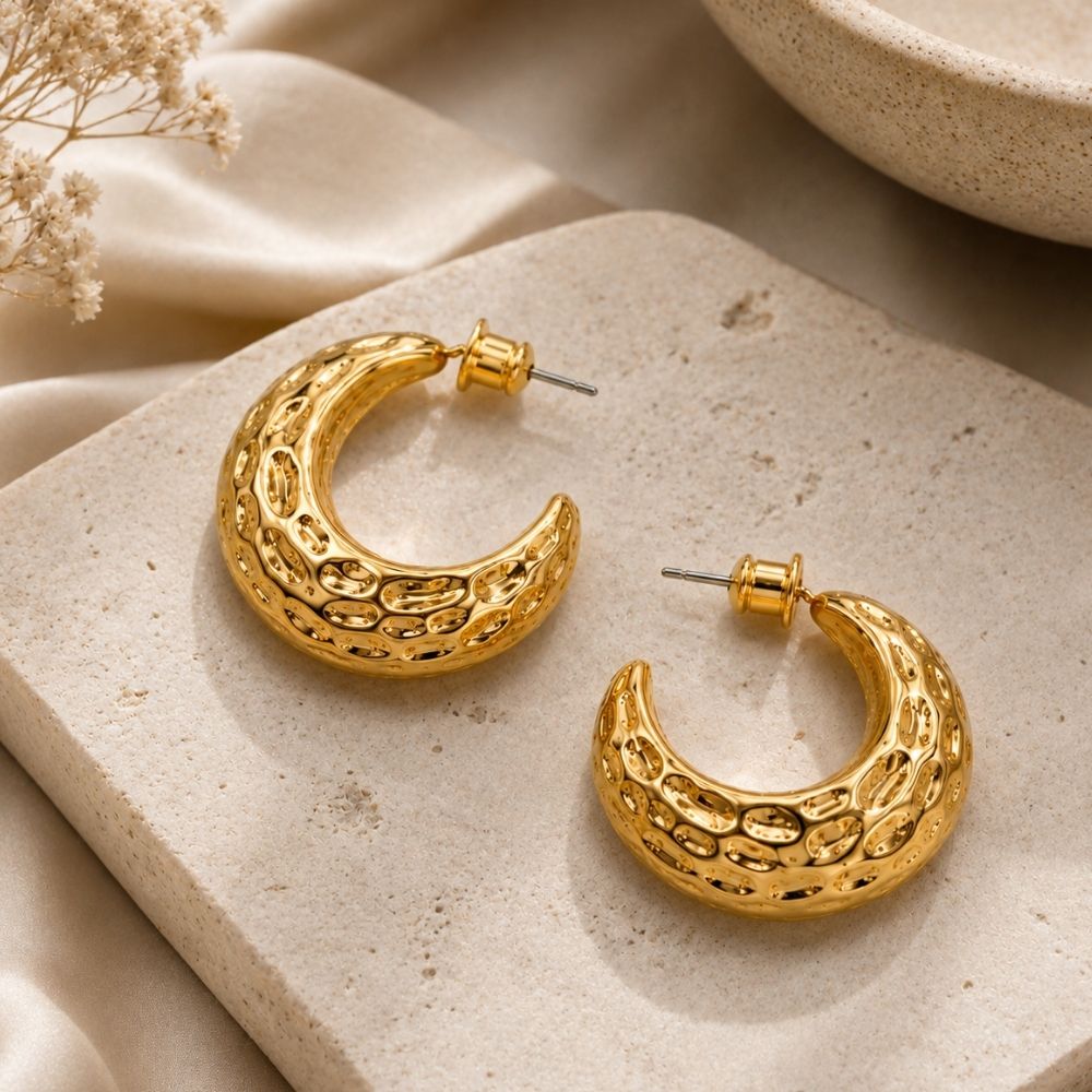 Ava- Textured Hoop Earrings