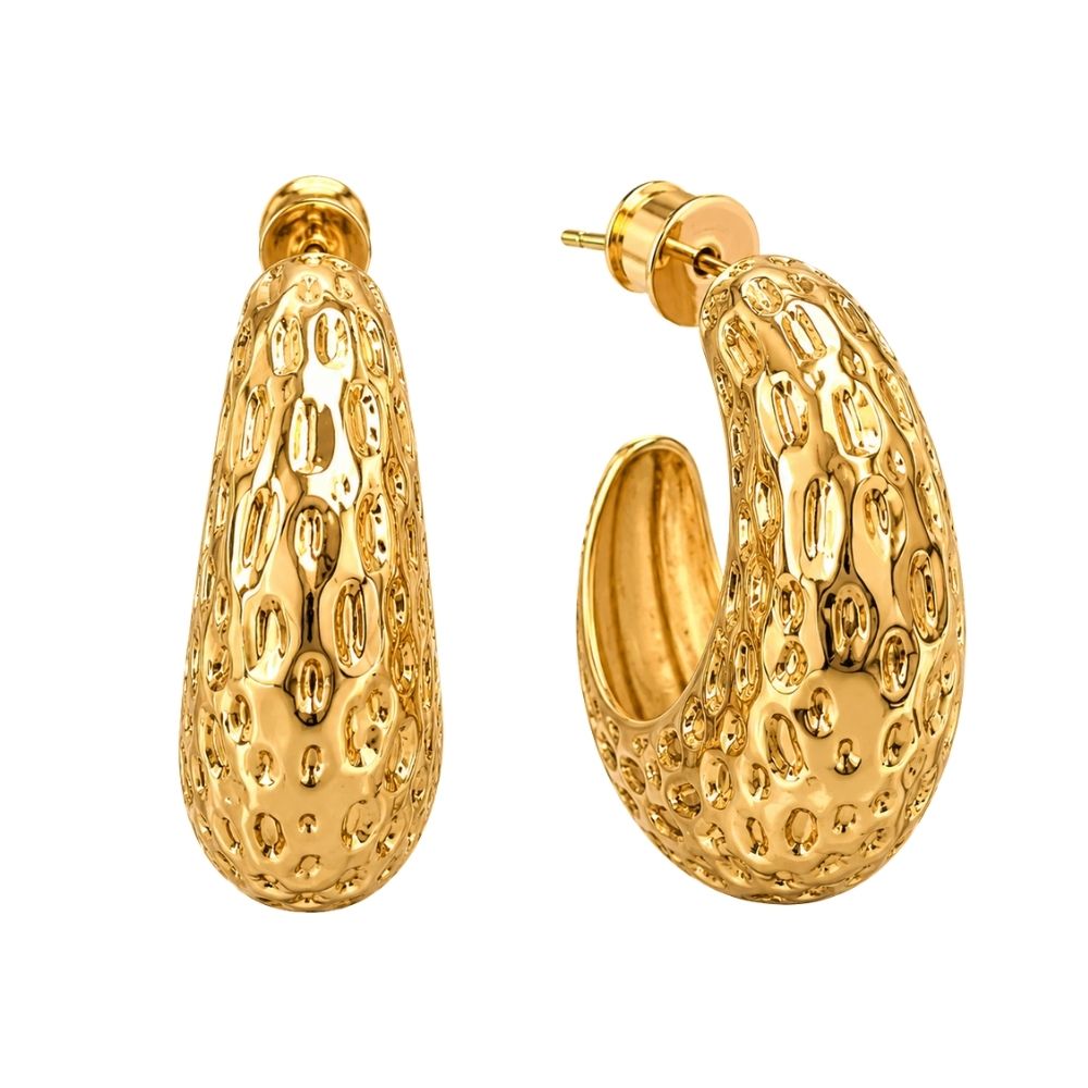 Ava- Textured Hoop Earrings