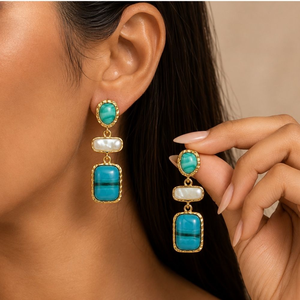 Sylvie- Turquoise Stone Drop Earrings
