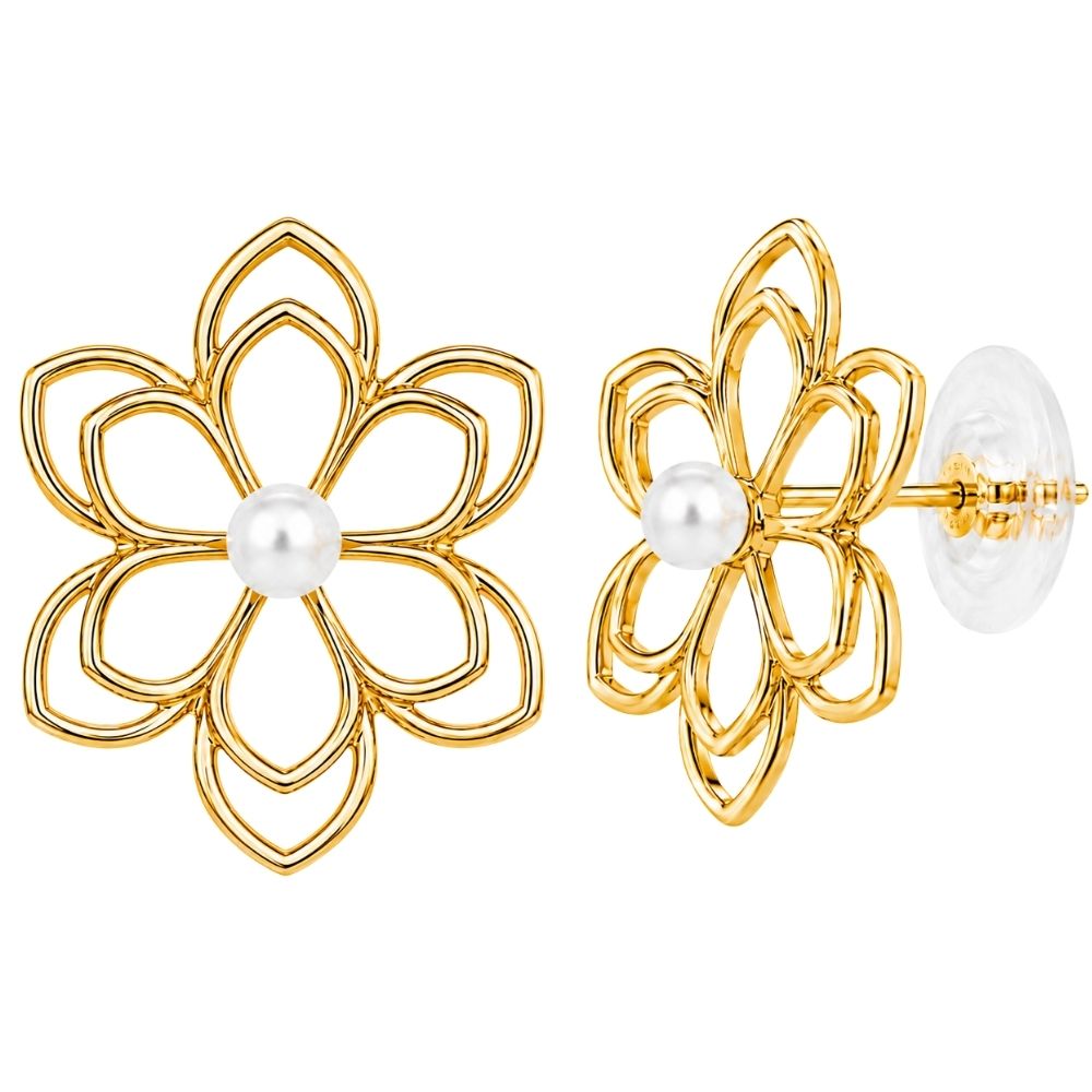 Ada- Floral Pearl Stud Earrings
