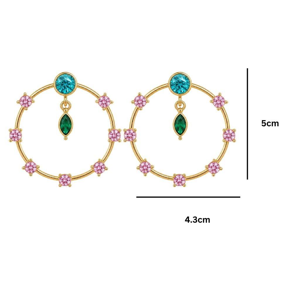 Paloma- Multicolour Stone Hoop Earrings