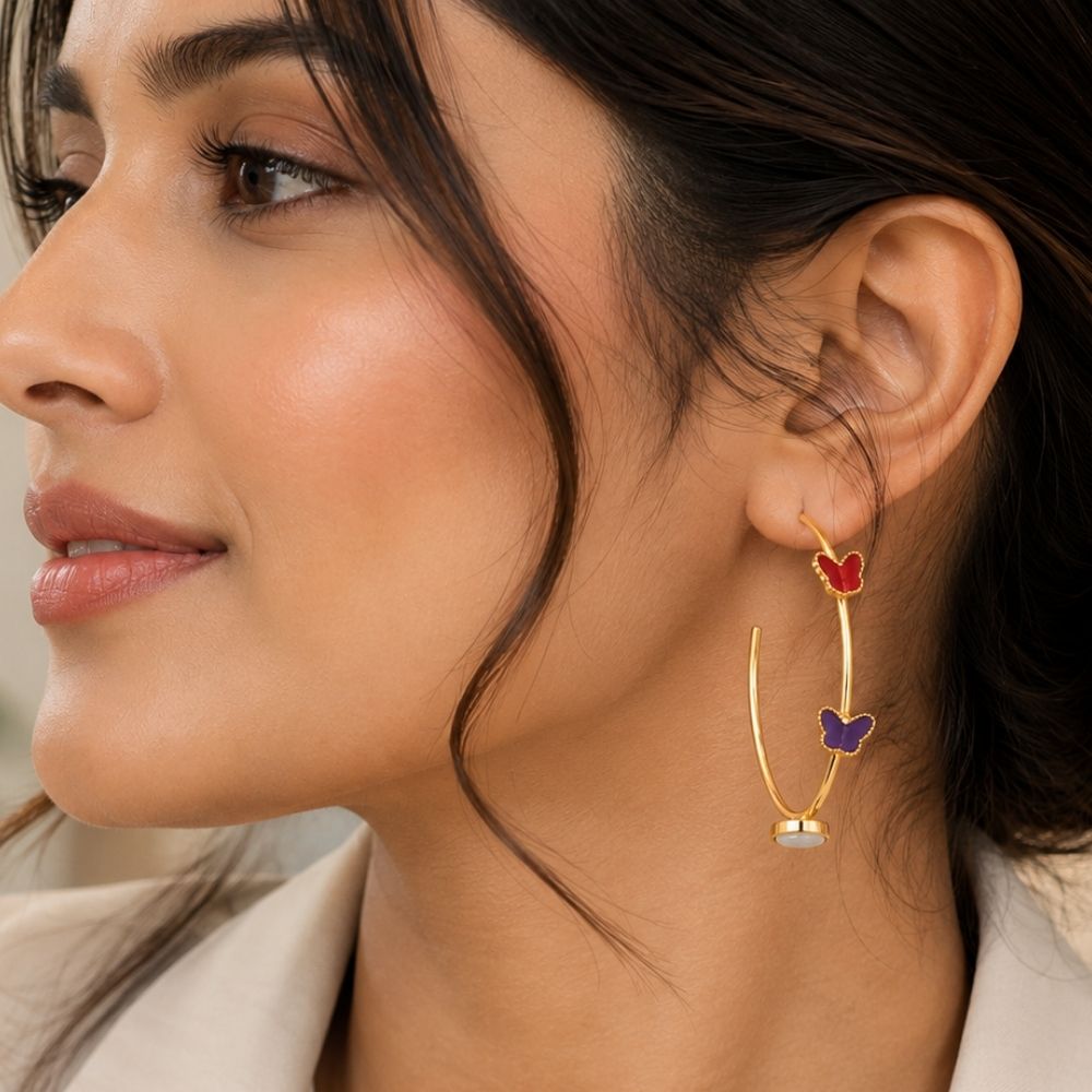 Andie- Butterfly Charm Gold Hoop Earrings