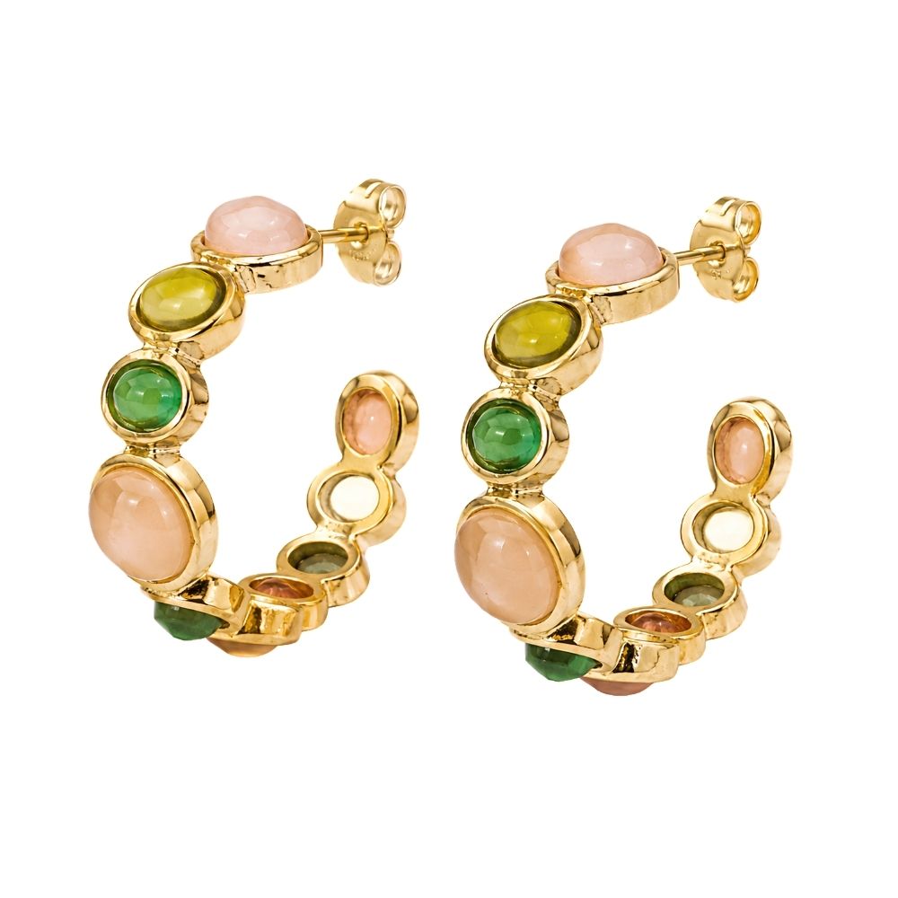 Naomi-Pastel Gemstone Statement Hoop Earrings