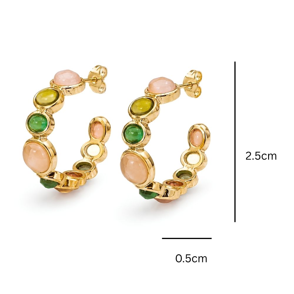 Naomi-Pastel Gemstone Statement Hoop Earrings