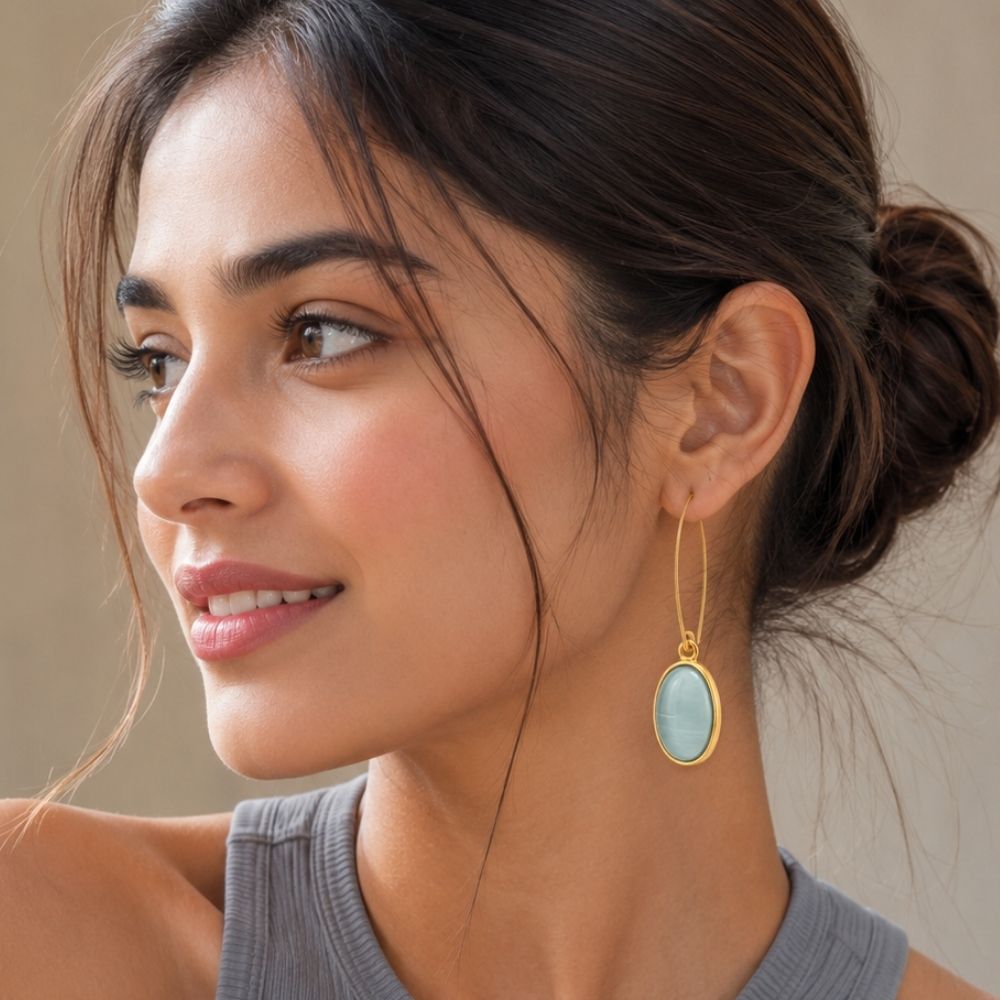 baylee- Oval Stone Threader Drop Earrings