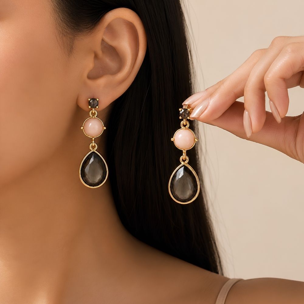 Irida- Geometric Stone Teardrop Earrings