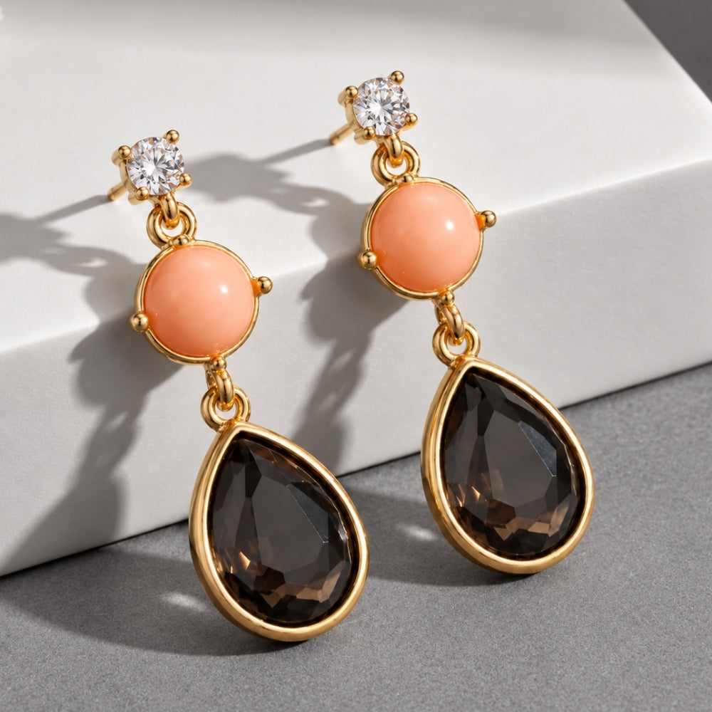 Irida- Geometric Stone Teardrop Earrings