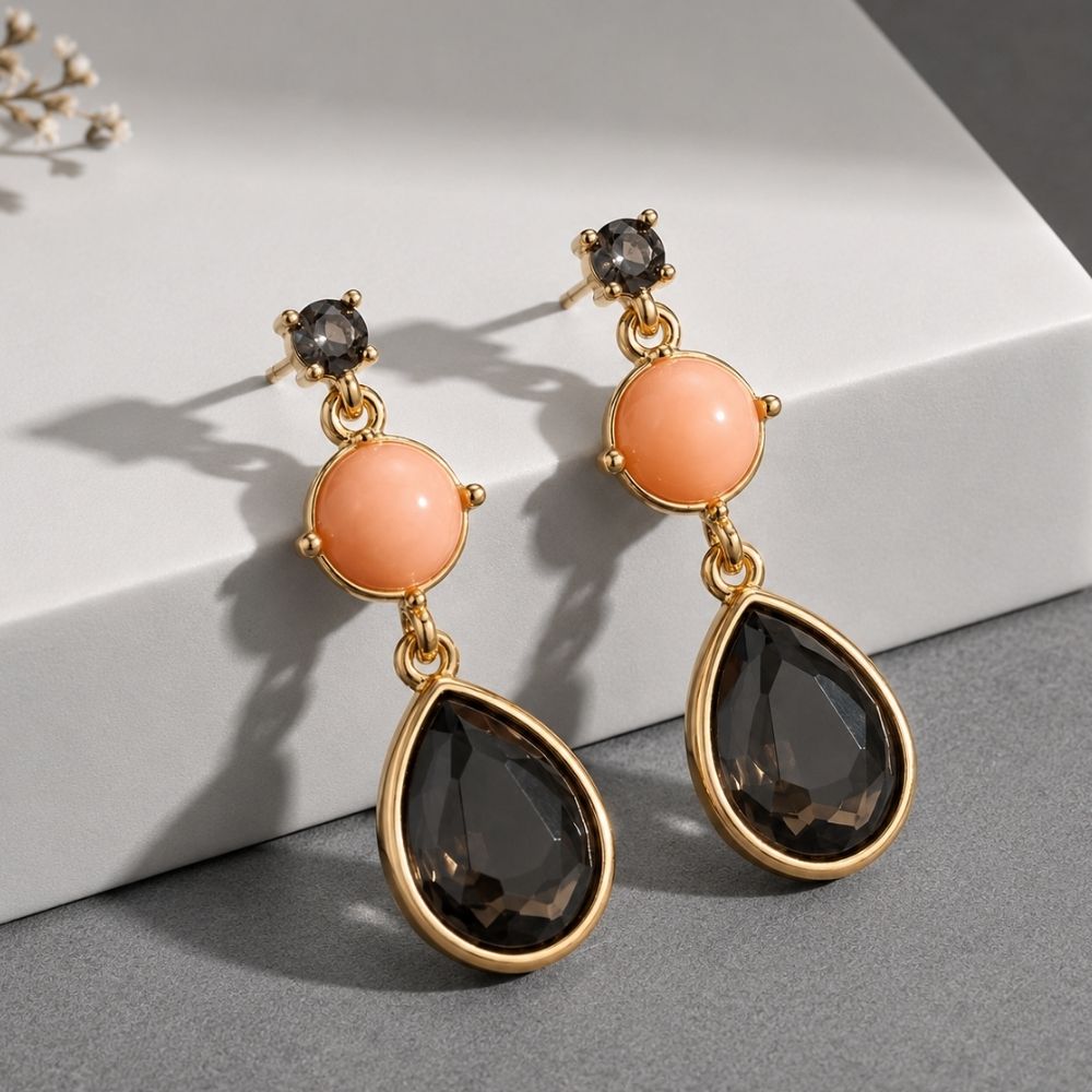 Irida- Geometric Stone Teardrop Earrings