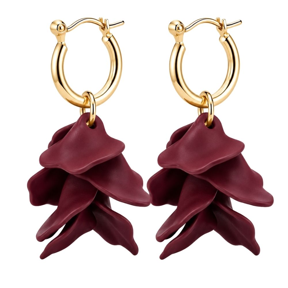 Keona- Floral Petal Drop Hoop Earrings