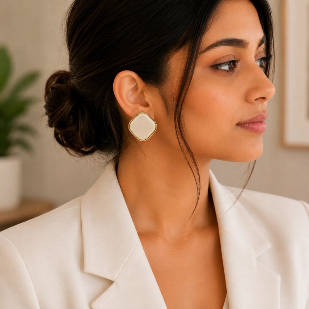Winslow- Geometric Mother of Pearl Statement Stud Earrings
