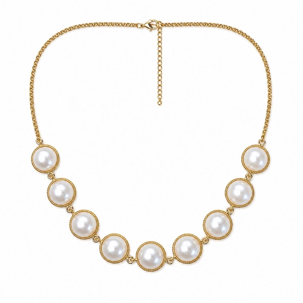 Elsie- Classic Pearl Station Necklace
