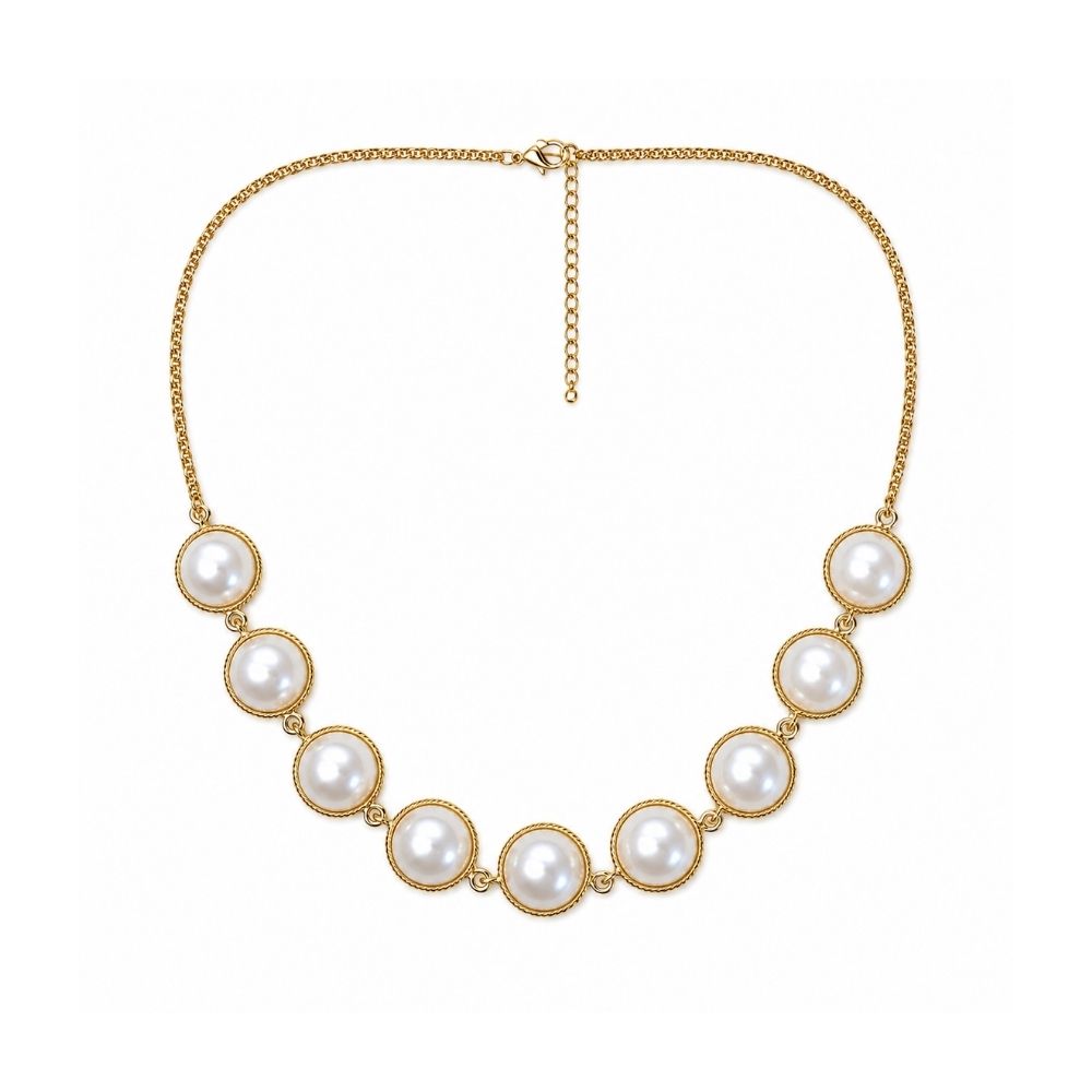 Elsie- Classic Pearl Station Necklace