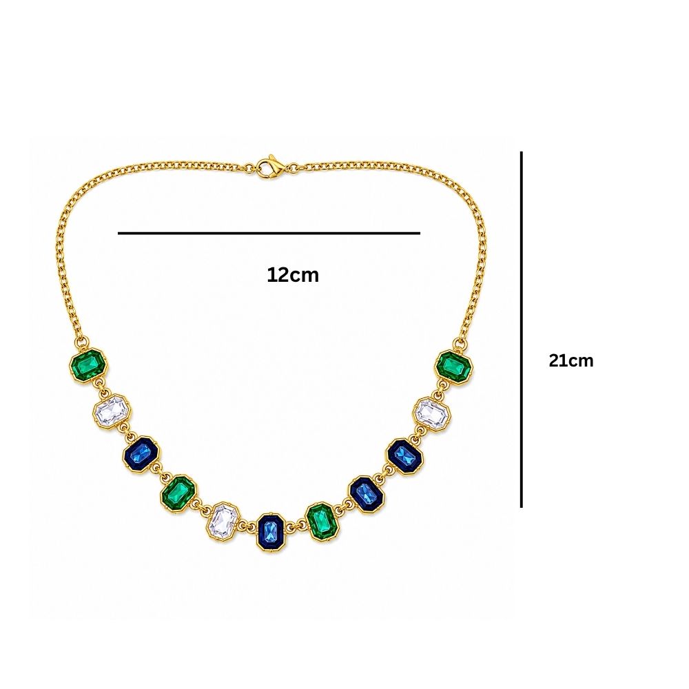 Emma- Emerald & Sapphire Crystal Station Necklace
