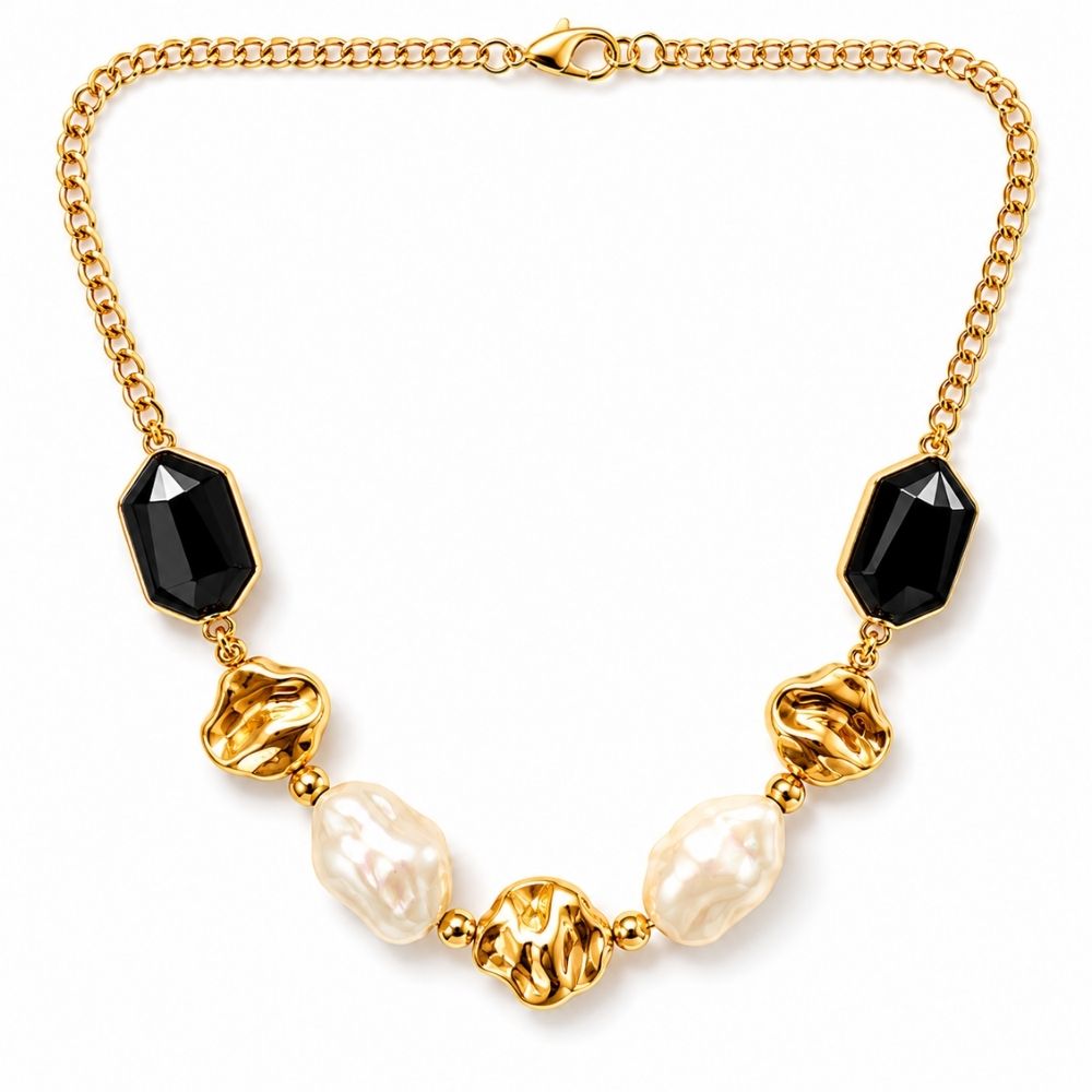 Bridie- Midnight Pearl Statement Necklace