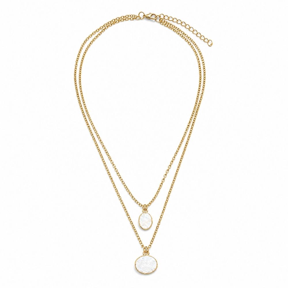 Lousie- Ivory Enamel Layered Pendant Necklace