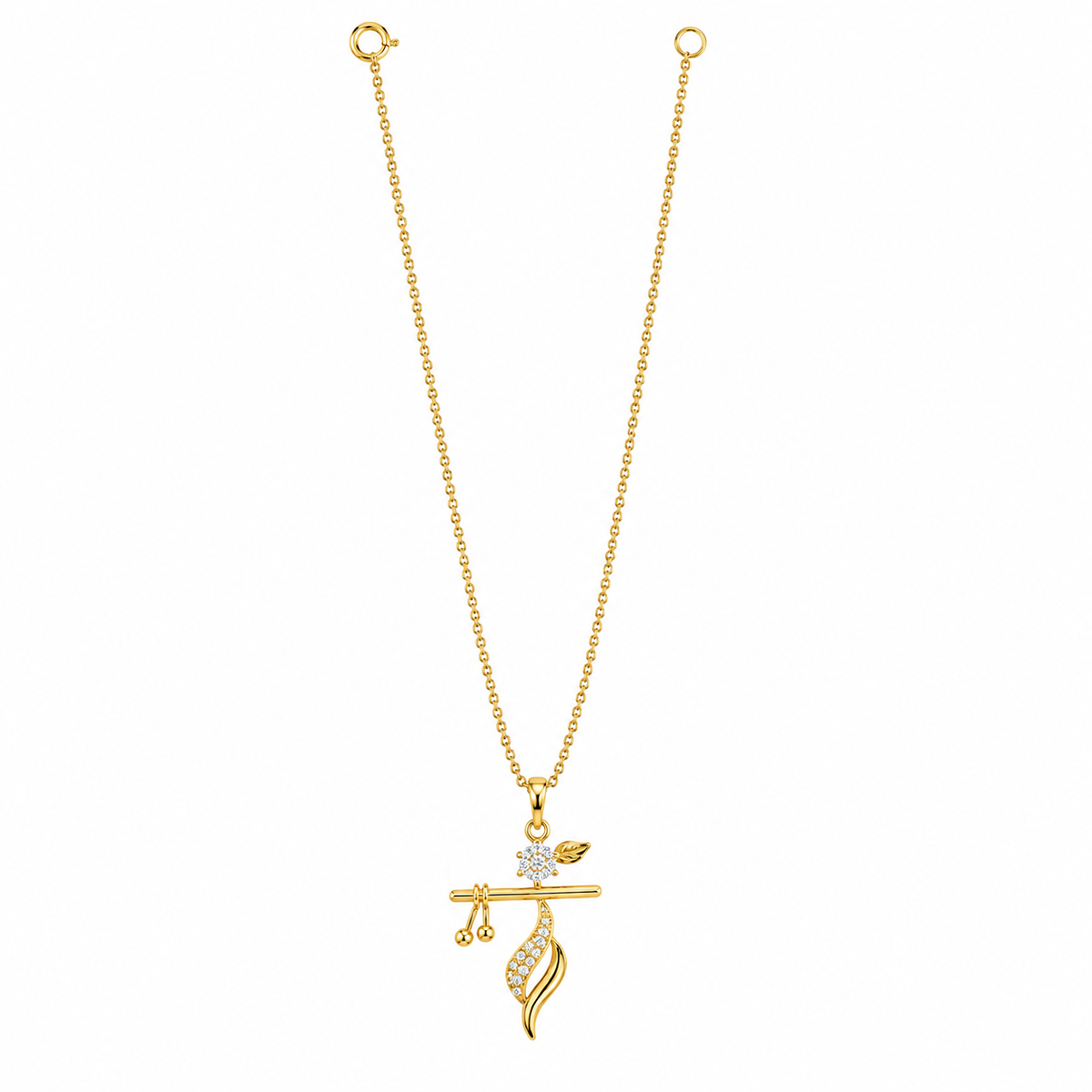 Bansuri - Floral Flute Pendant Necklace
