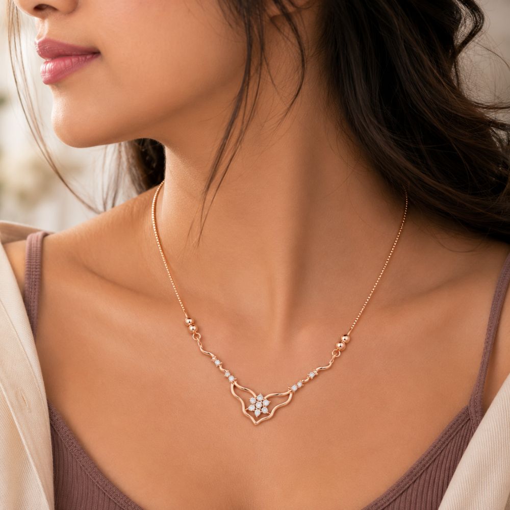 Nura- Crystal Studded Minimal Statement Necklace