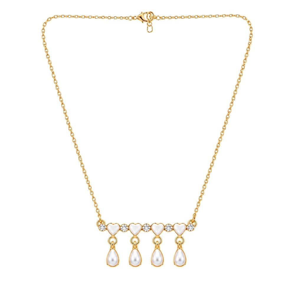 Iris- Heart & Pearl Drop Delicate Necklace