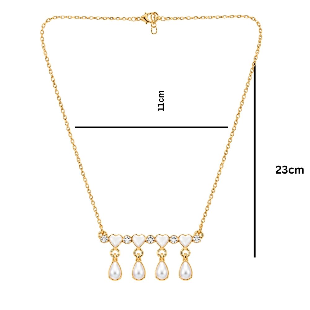 Iris- Heart & Pearl Drop Delicate Necklace