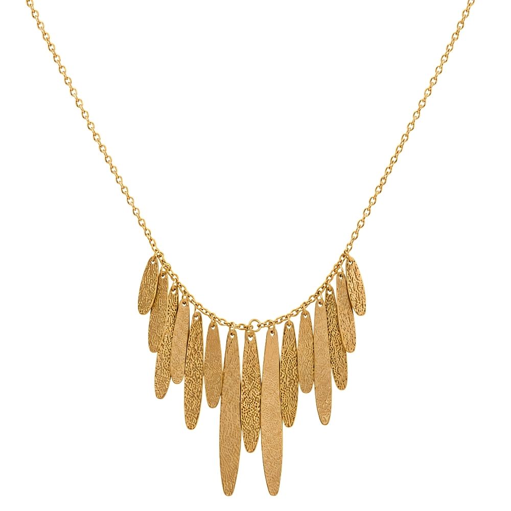 Diana- Contemporary Textured Leaf Charm Statement Necklace
