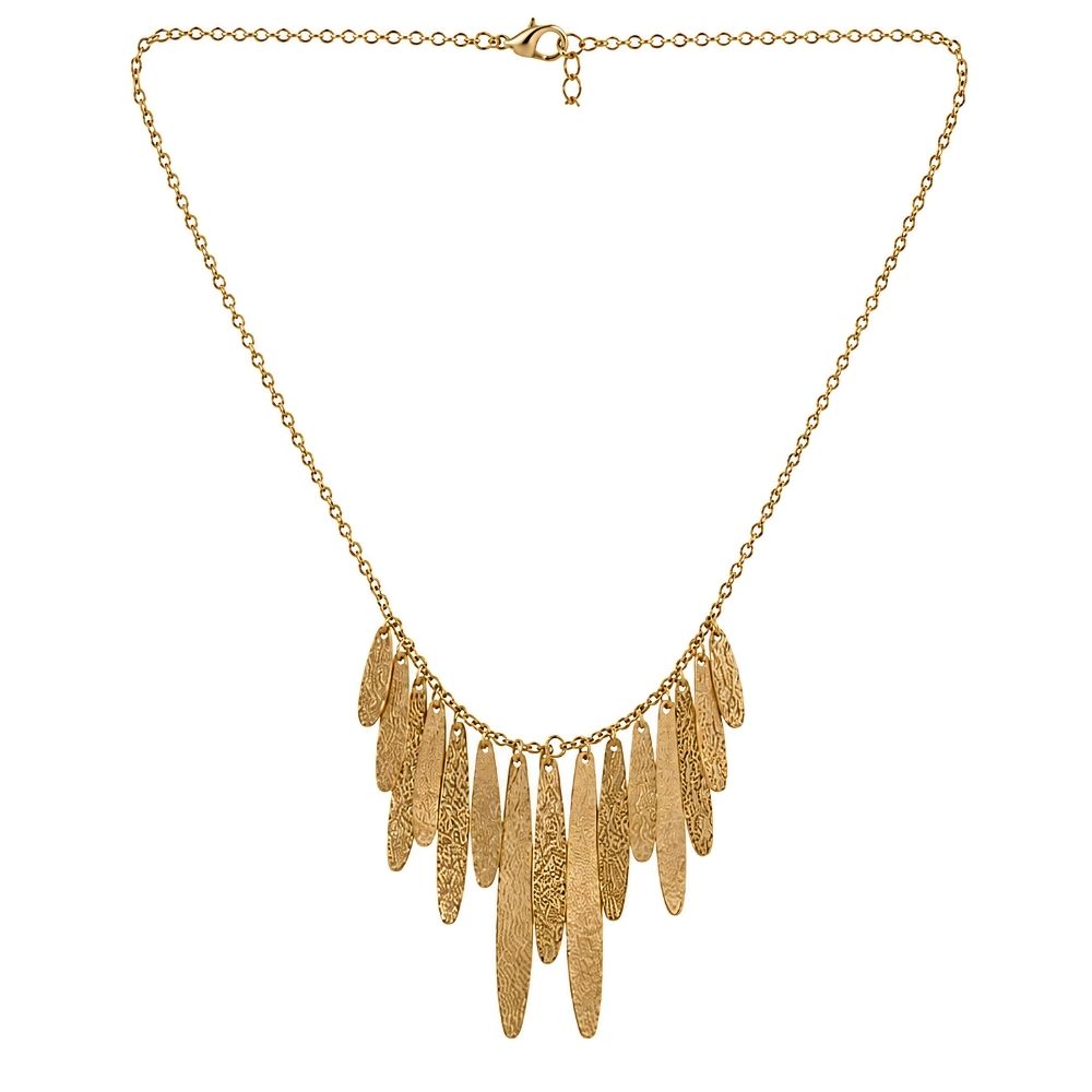 Diana- Contemporary Textured Leaf Charm Statement Necklace