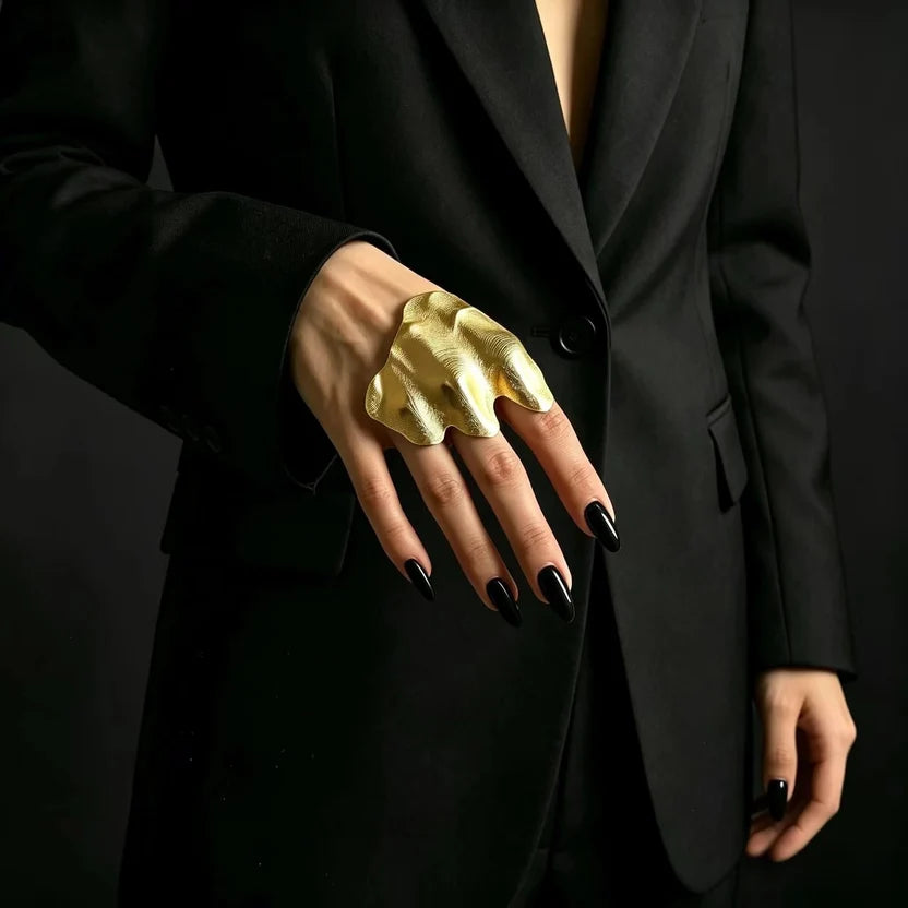 Kiara-Wavy Petal Statement Ring For Women