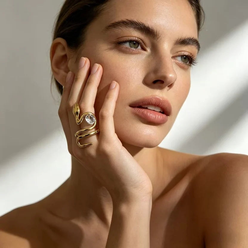 Sylara - Crystal Adjustable Statement Ring For Women