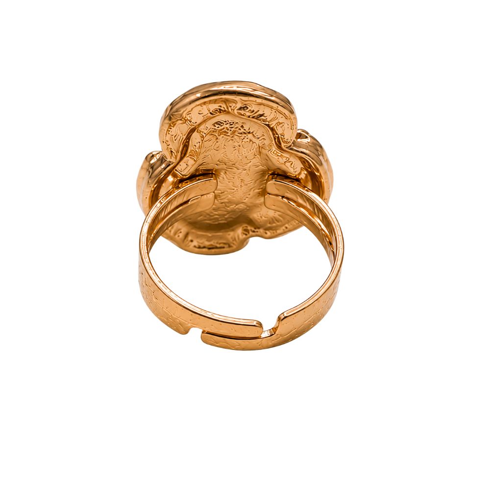 Willow-  PinkFloral Adjustable Ring with Pearl and Enamel Design