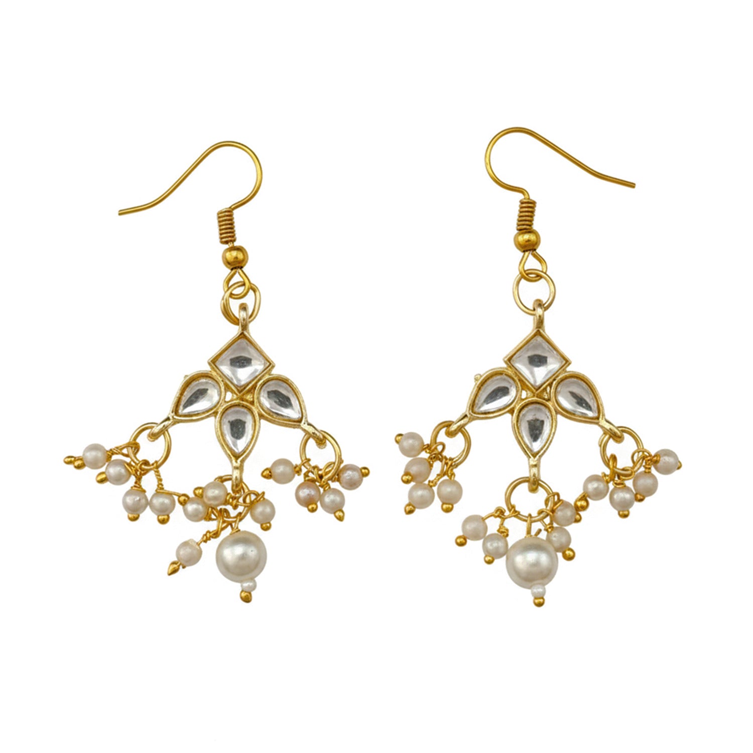 Aarohi- Kids Gold-Tone Pearl & Kundan Jewellery Set | Necklace, Earrings, Bracelet & Maang Tikka for Girls