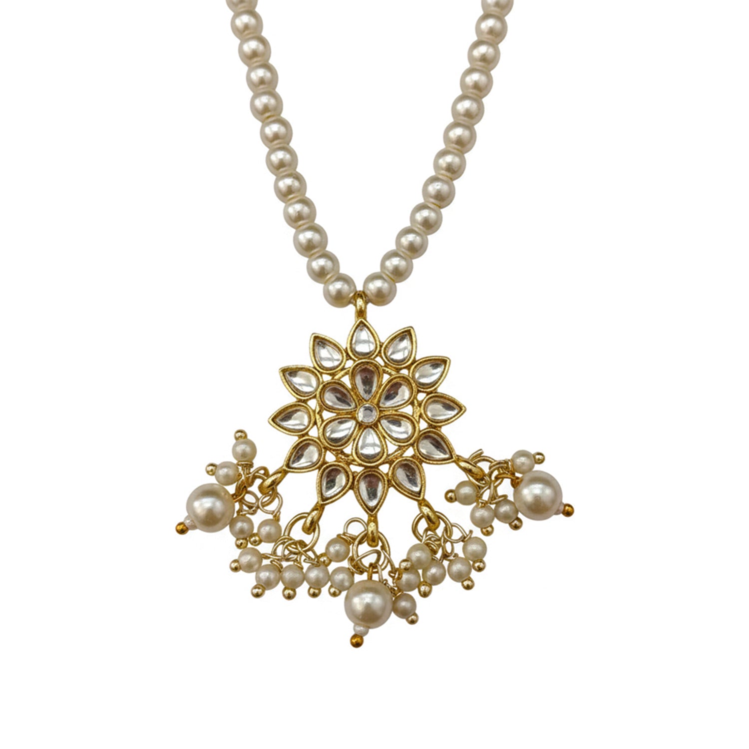 Ankriti- Kids Pearl Floral Jewellery Set | Necklace, Earrings & Bracelet for Girls