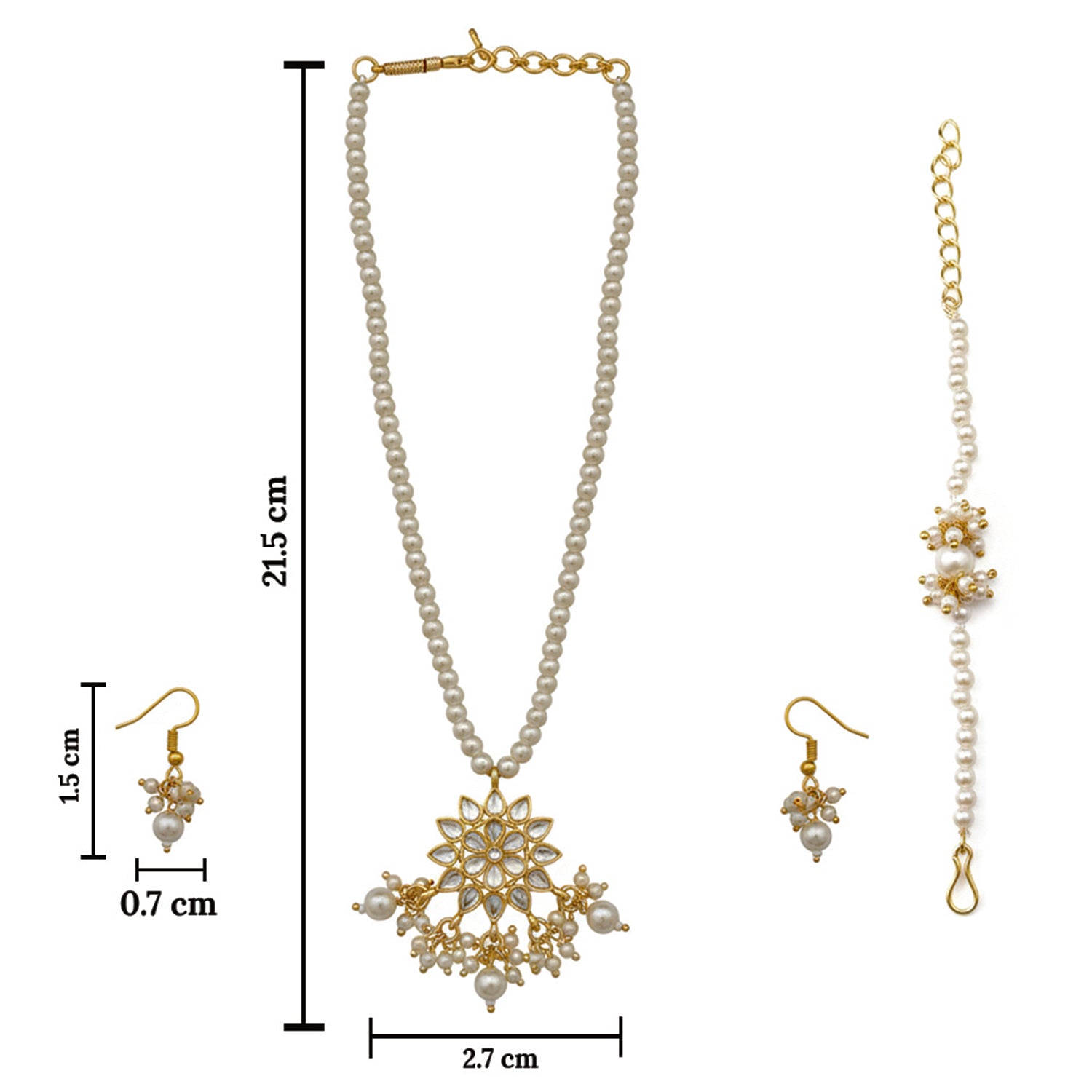 Ankriti- Kids Pearl Floral Jewellery Set | Necklace, Earrings & Bracelet for Girls