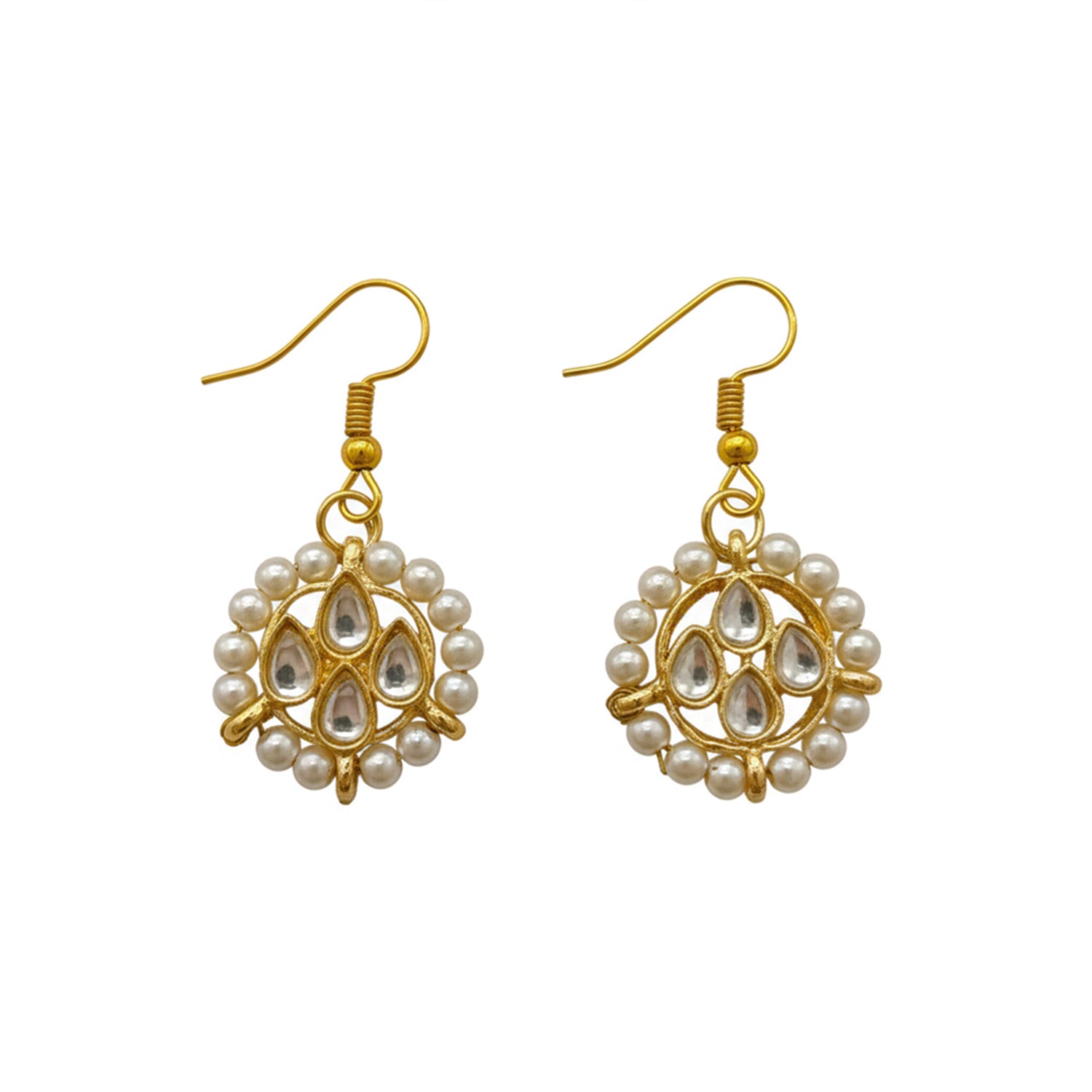 Shirin- Kids Pearl Kundan Jewellery Set | Necklace, Earrings & Bracelet for Girls