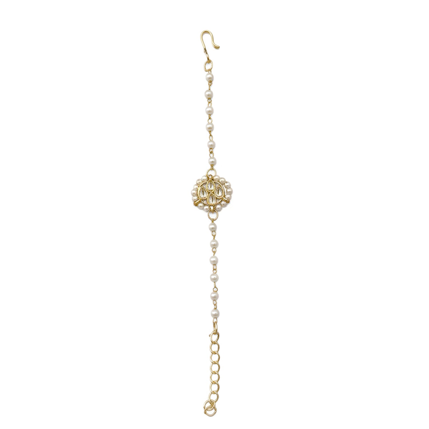 Shirin- Kids Pearl Kundan Jewellery Set | Necklace, Earrings & Bracelet for Girls